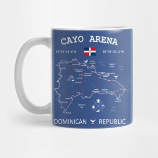 Cayo Arena Dominican Republic Flag Travel Map Coordinates GPS Mug